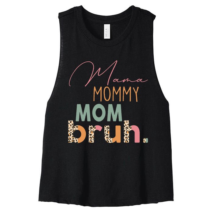 Funny Leopard Mama Mommy Mom Bruh Mother's Day Women's Racerback Cropped Tank