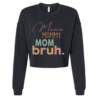 Funny Leopard Mama Mommy Mom Bruh Mother's Day Cropped Pullover Crew