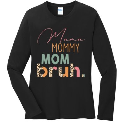 Funny Leopard Mama Mommy Mom Bruh Mother's Day Ladies Long Sleeve Shirt