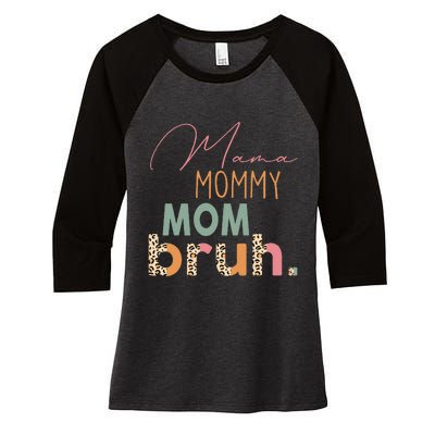 Funny Leopard Mama Mommy Mom Bruh Mother's Day Women's Tri-Blend 3/4-Sleeve Raglan Shirt