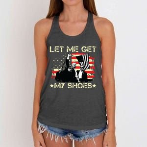 Funny Let Me Get My Shoes Women's Knotted Racerback Tank