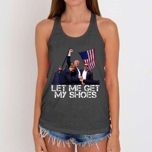 Funny Let Me Get My Shoes Women's Knotted Racerback Tank