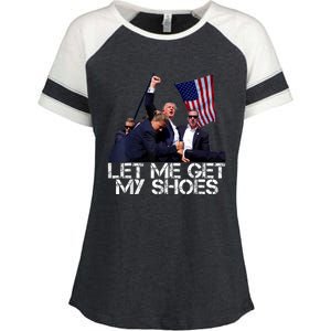 Funny Let Me Get My Shoes Enza Ladies Jersey Colorblock Tee