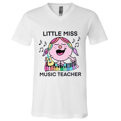 Funny Listle Miss Music Teacher V-Neck T-Shirt