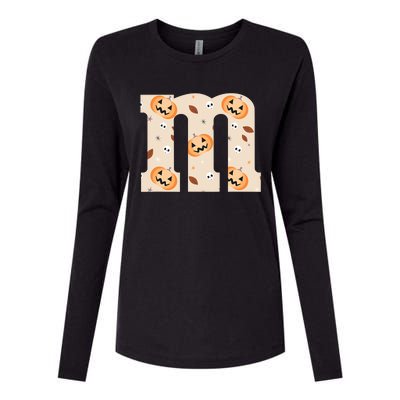 Funny Letter M Groups Halloween Team Costume Womens Cotton Relaxed Long Sleeve T-Shirt