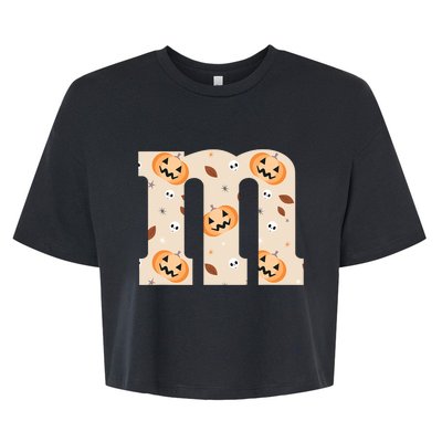 Funny Letter M Groups Halloween Team Costume Bella+Canvas Jersey Crop Tee