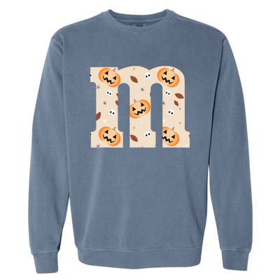 Funny Letter M Groups Halloween Team Costume Garment-Dyed Sweatshirt