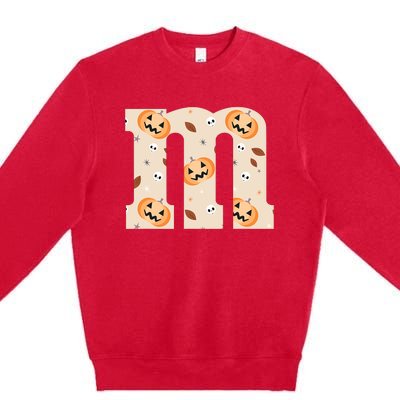 Funny Letter M Groups Halloween Team Costume Premium Crewneck Sweatshirt