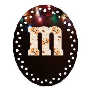 Funny Letter M Groups Halloween Team Costume Ceramic Oval Ornament