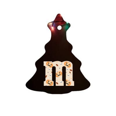 Funny Letter M Groups Halloween Team Costume Ceramic Tree Ornament