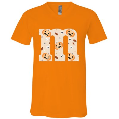 Funny Letter M Groups Halloween Team Costume V-Neck T-Shirt