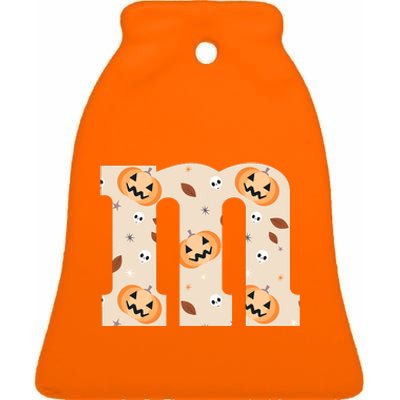 Funny Letter M Groups Halloween Team Costume Ceramic Bell Ornament