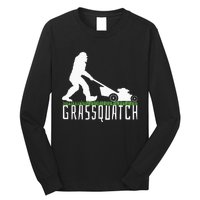 Funny Lawn Mowing Grassquatch Bigfoot Lawn Mower Long Sleeve Shirt