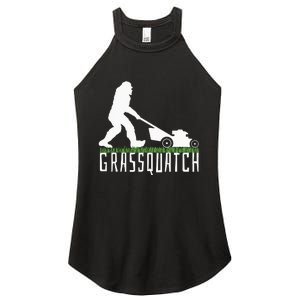 Funny Lawn Mowing Grassquatch Bigfoot Lawn Mower Women's Perfect Tri Rocker Tank