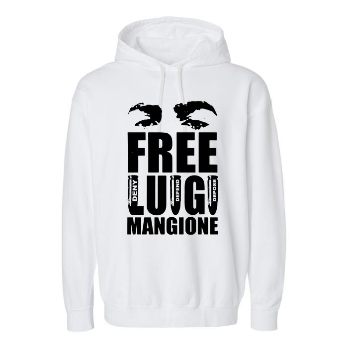 Free Luigi Mangione Deny Defend Depose Garment-Dyed Fleece Hoodie