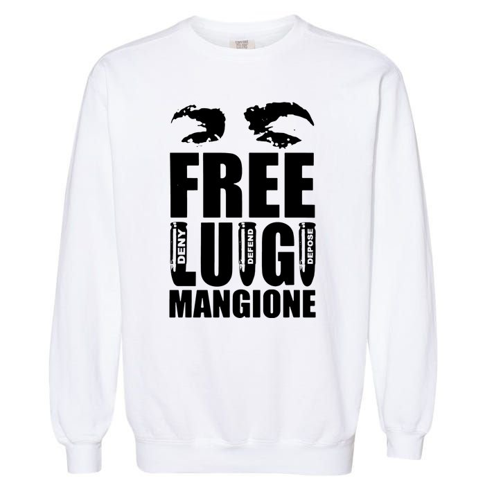 Free Luigi Mangione Deny Defend Depose Garment-Dyed Sweatshirt