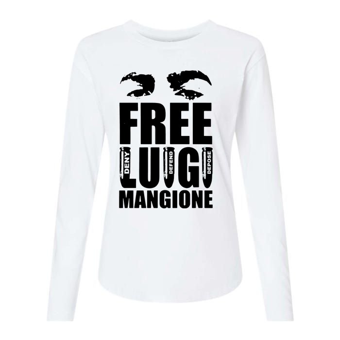 Free Luigi Mangione Deny Defend Depose Womens Cotton Relaxed Long Sleeve T-Shirt