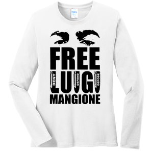 Free Luigi Mangione Deny Defend Depose Ladies Long Sleeve Shirt