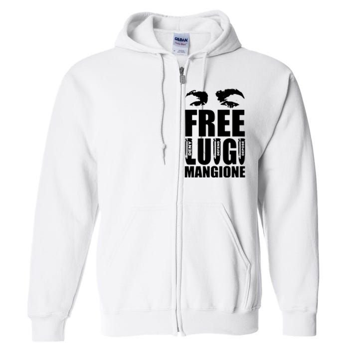 Free Luigi Mangione Deny Defend Depose Full Zip Hoodie