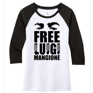 Free Luigi Mangione Deny Defend Depose Women's Tri-Blend 3/4-Sleeve Raglan Shirt