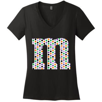 Funny Letter M Groups Halloween Team Costume Women's V-Neck T-Shirt