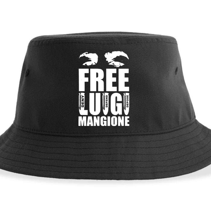 Free Luigi Mangione Deny Defend Depose Sustainable Bucket Hat