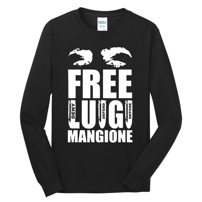 Free Luigi Mangione Deny Defend Depose Tall Long Sleeve T-Shirt