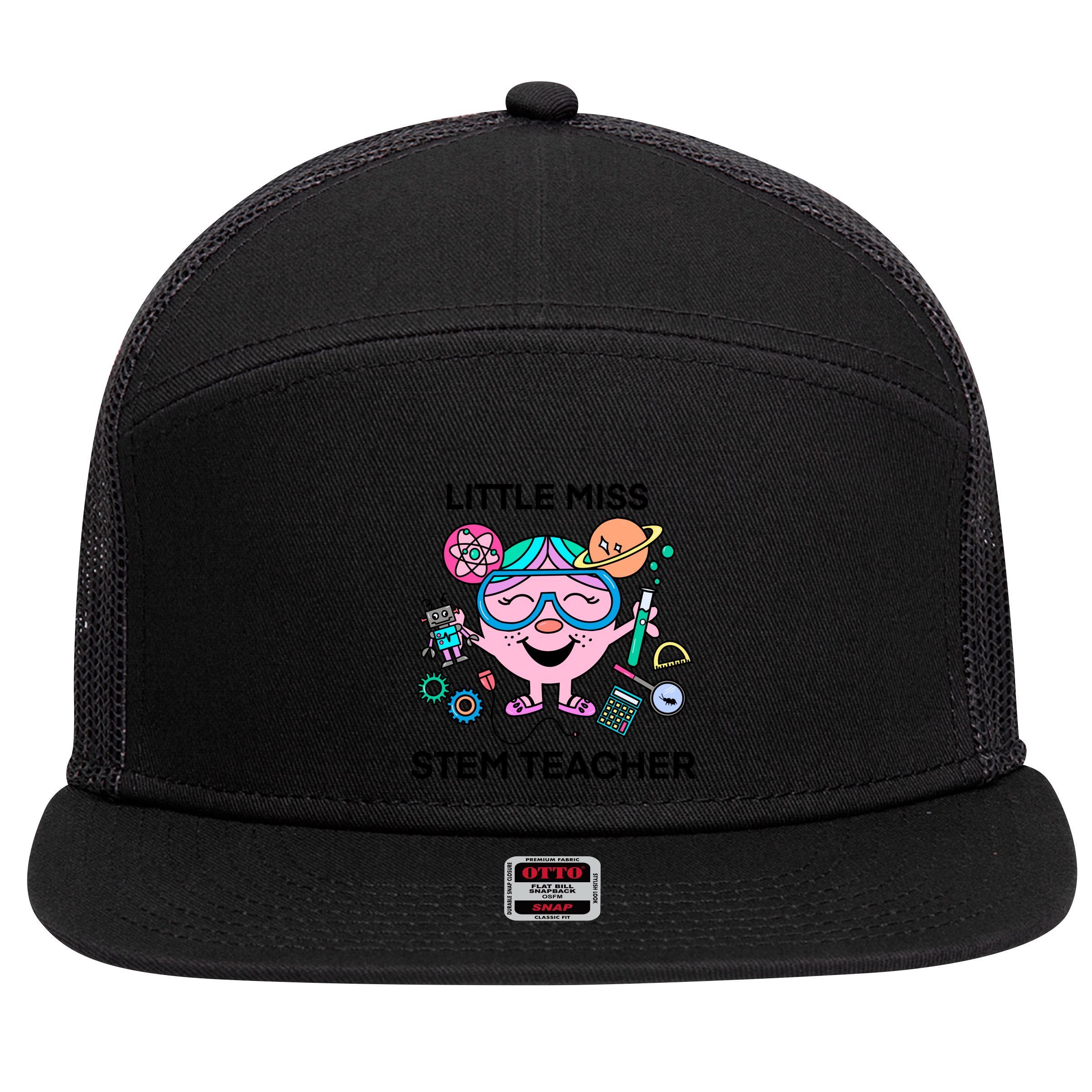 Funny Little Miss Stem Teacher 7 Panel Mesh Trucker Snapback Hat