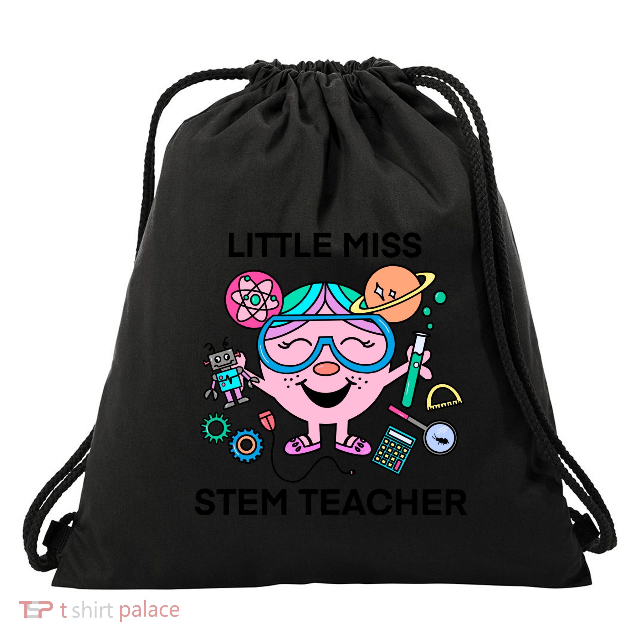 Funny Little Miss Stem Teacher Drawstring Bag