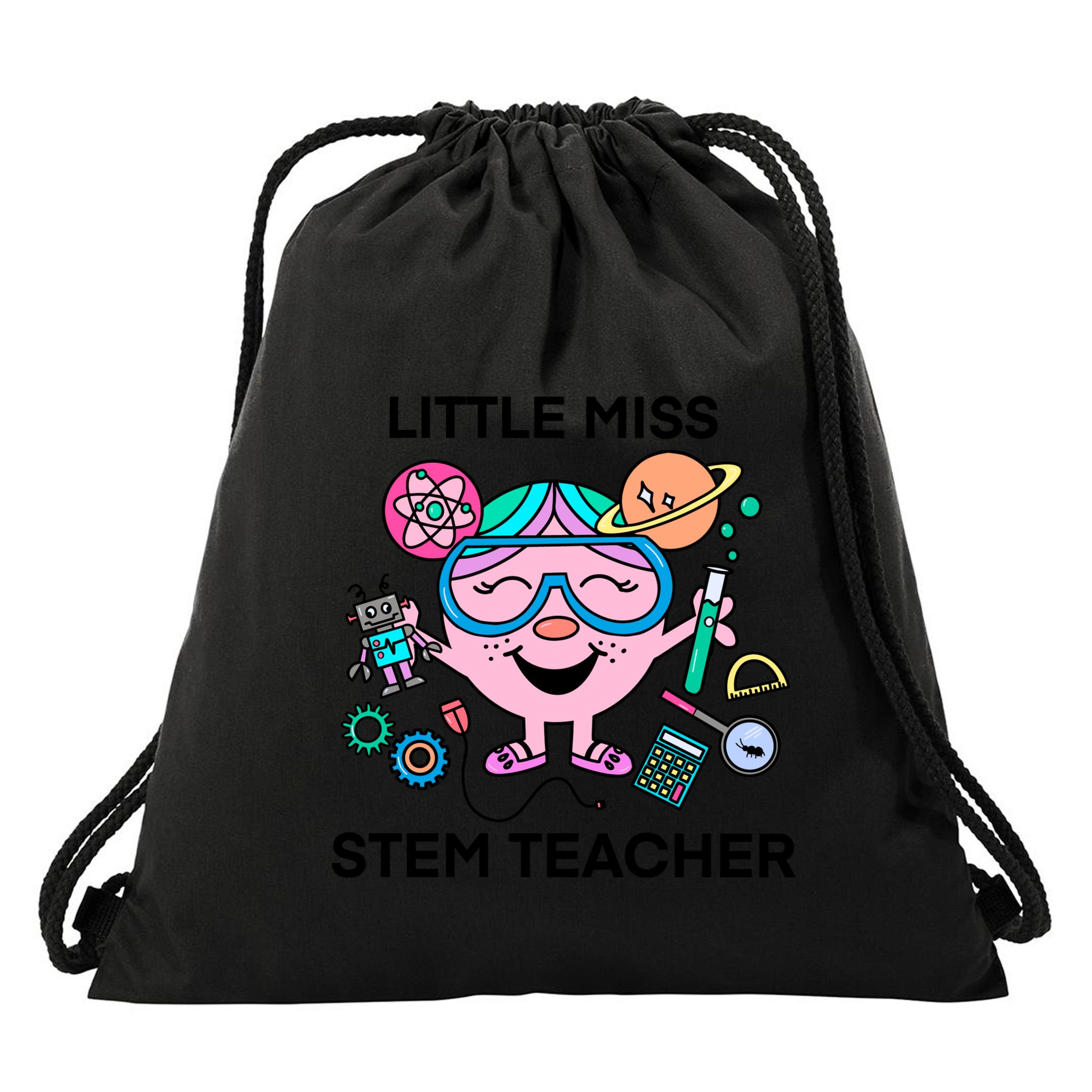 Funny Little Miss Stem Teacher Drawstring Bag