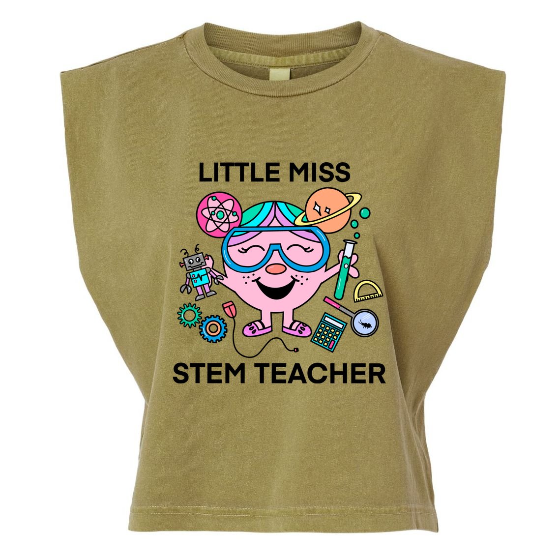 Funny Little Miss Stem Teacher Garment-Dyed Women's Muscle Tee