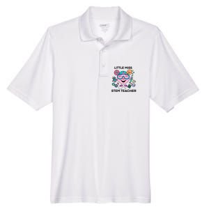 Funny Little Miss Stem Teacher Men's Origin Performance Pique Polo