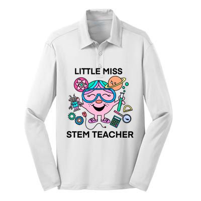 Funny Little Miss Stem Teacher Silk Touch Performance Long Sleeve Polo