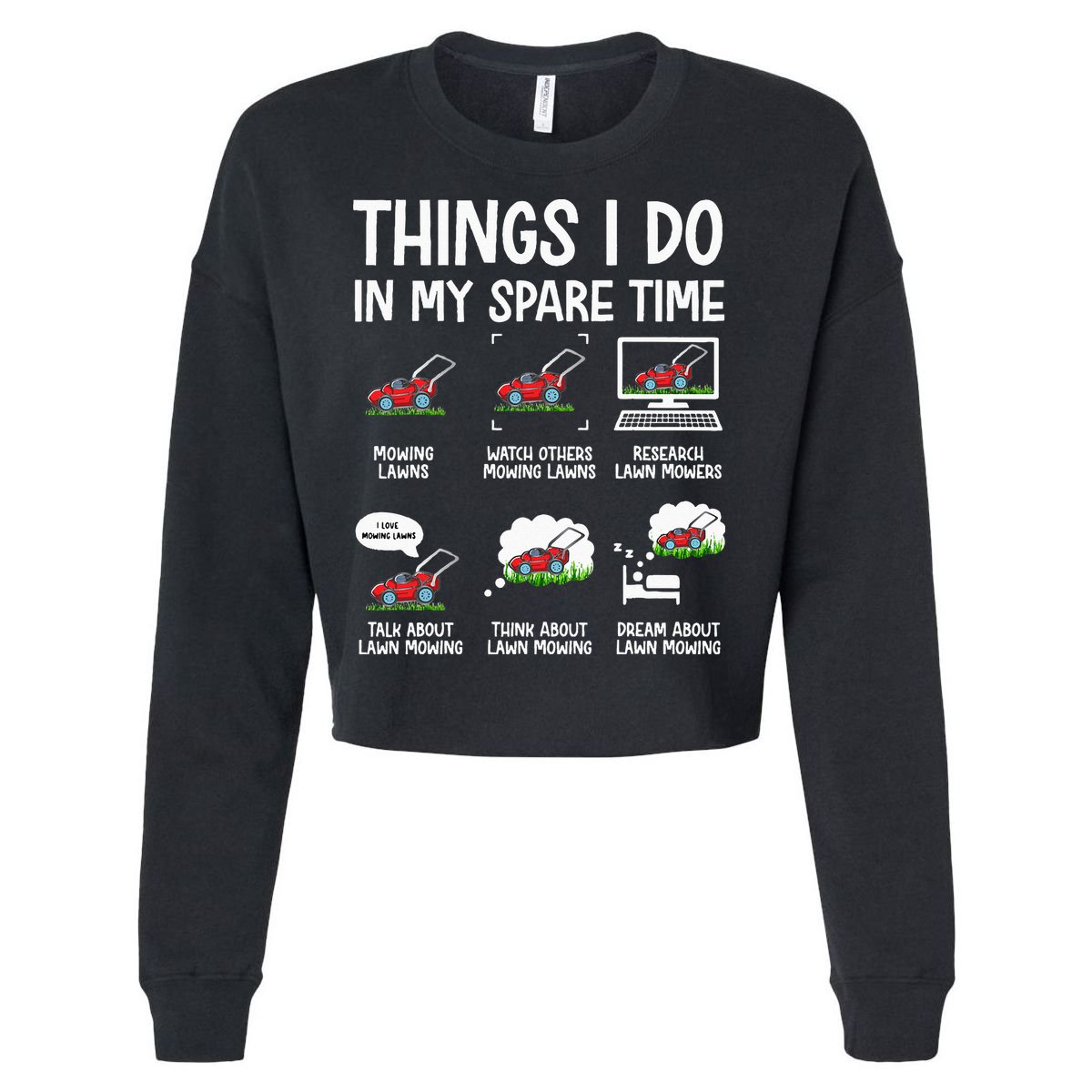 Funny Lawn Mower Clothes Gifts For Landscapers Gardener Cropped Pullover Crew
