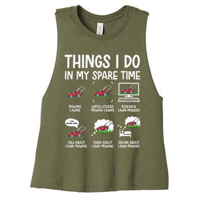 Funny Lawn Mower Clothes Gifts For Landscapers Gardener Women's Racerback Cropped Tank