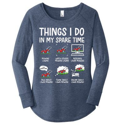 Funny Lawn Mower Clothes Gifts For Landscapers Gardener Women's Perfect Tri Tunic Long Sleeve Shirt