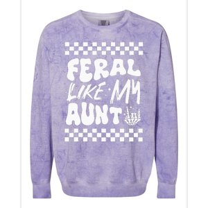 Feral Like My Aunt Groovy Funny Feral Nephew Niece Retro Colorblast Crewneck Sweatshirt