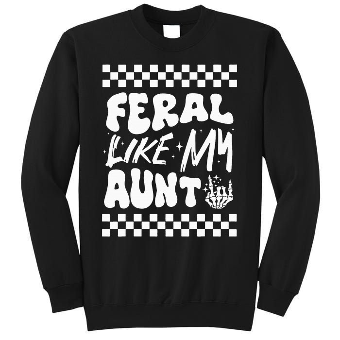 Feral Like My Aunt Groovy Funny Feral Nephew Niece Retro Sweatshirt