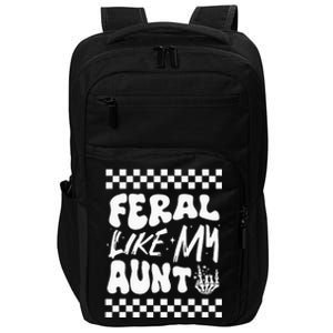 Feral Like My Aunt Groovy Funny Feral Nephew Niece Retro Impact Tech Backpack