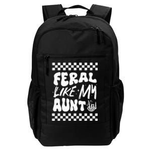 Feral Like My Aunt Groovy Funny Feral Nephew Niece Retro Daily Commute Backpack