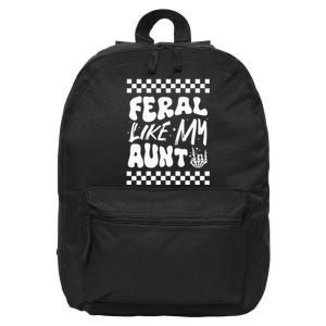 Feral Like My Aunt Groovy Funny Feral Nephew Niece Retro 16 in Basic Backpack