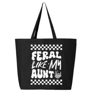 Feral Like My Aunt Groovy Funny Feral Nephew Niece Retro 25L Jumbo Tote