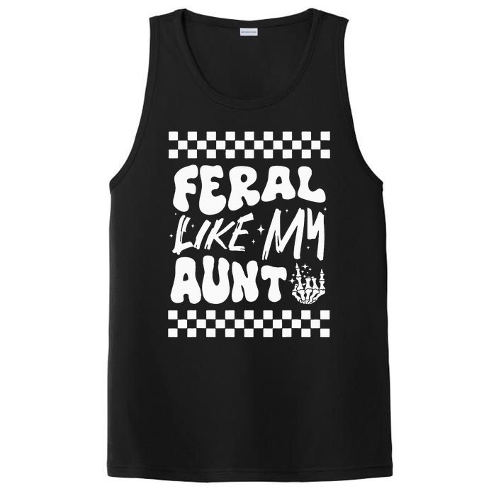 Feral Like My Aunt Groovy Funny Feral Nephew Niece Retro PosiCharge Competitor Tank