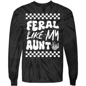 Feral Like My Aunt Groovy Funny Feral Nephew Niece Retro Tie-Dye Long Sleeve Shirt