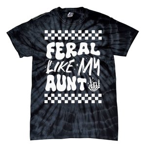 Feral Like My Aunt Groovy Funny Feral Nephew Niece Retro Tie-Dye T-Shirt