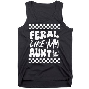 Feral Like My Aunt Groovy Funny Feral Nephew Niece Retro Tank Top