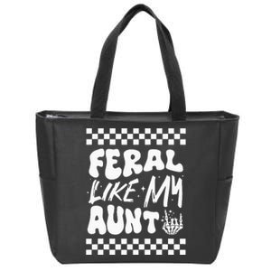 Feral Like My Aunt Groovy Funny Feral Nephew Niece Retro Zip Tote Bag