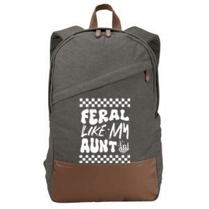 Feral Like My Aunt Groovy Funny Feral Nephew Niece Retro Cotton Canvas Backpack