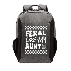 Feral Like My Aunt Groovy Funny Feral Nephew Niece Retro Vector Backpack