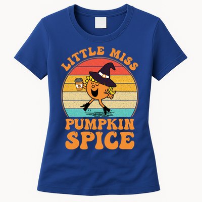 Funny Little Miss Pumpkin Spice Retro Little Miss Pumpkin Gift Womens T-Shirt